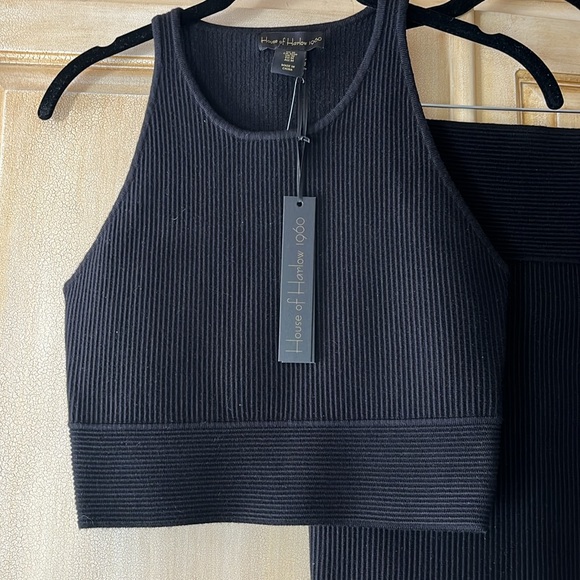 House of Harlow 1960 2 piece black knit mini skirt and sleeveless top- M-NWT - Picture 2 of 5